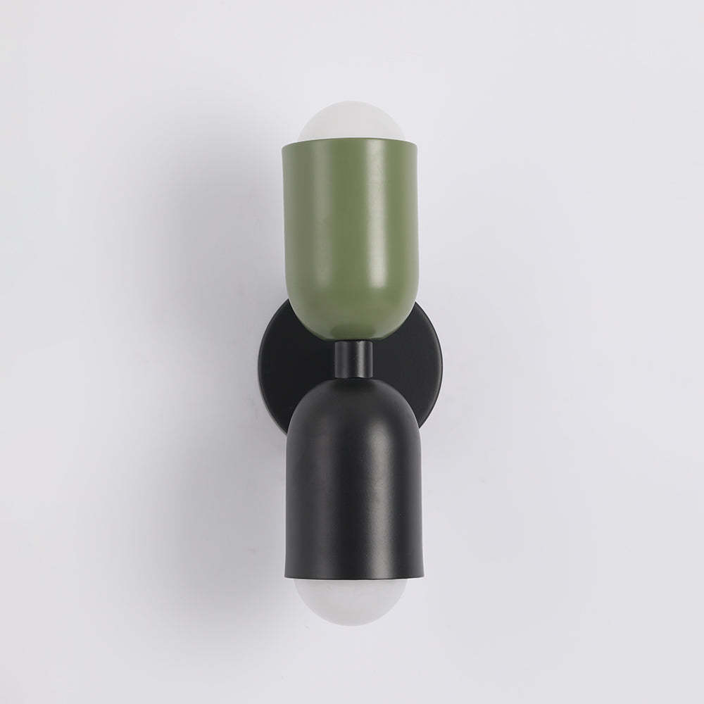 Green Morandi wall lamp: Double light artistic fixture.