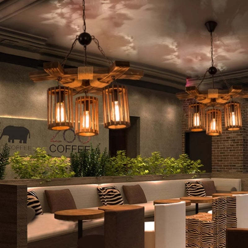 Austin Retro Wood Chandelier for Restaurant Lighting