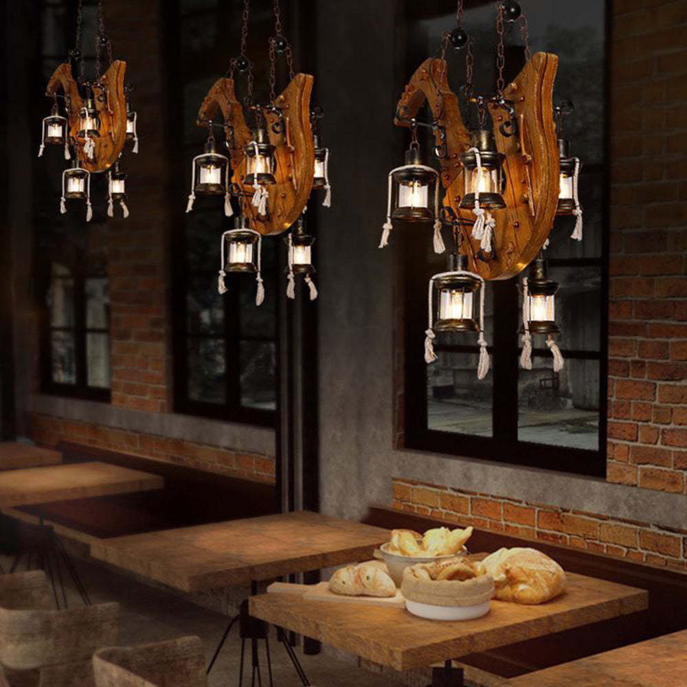 Retro Saxophone Pendant Light in Restaurant Setting