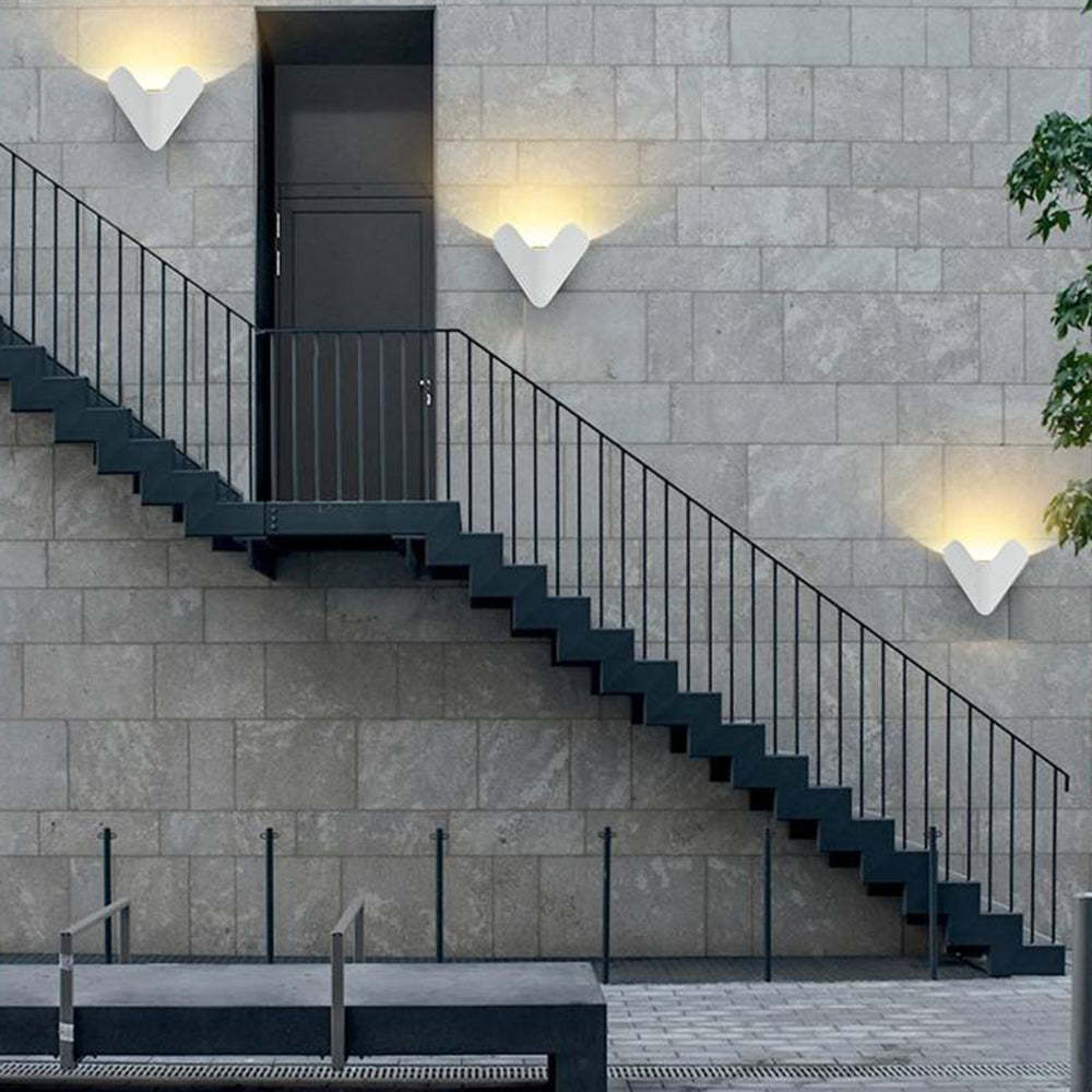 Exterior of building lit by Orr Triangle Wall Lamps