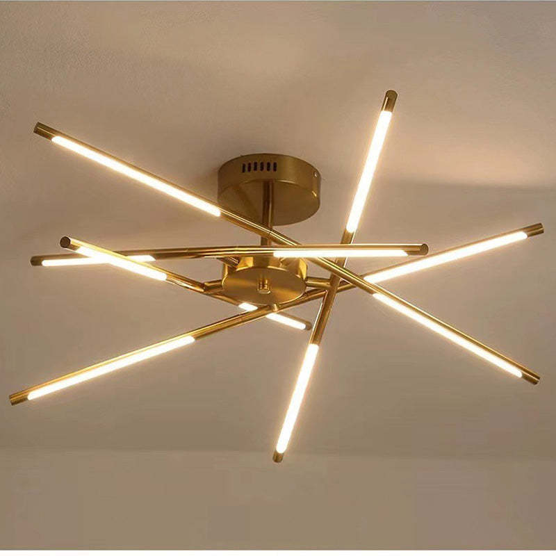 Modern gold starburst ceiling light fixture