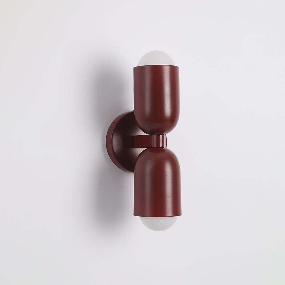 Red Morandi wall lamp: Modern double light fixture.