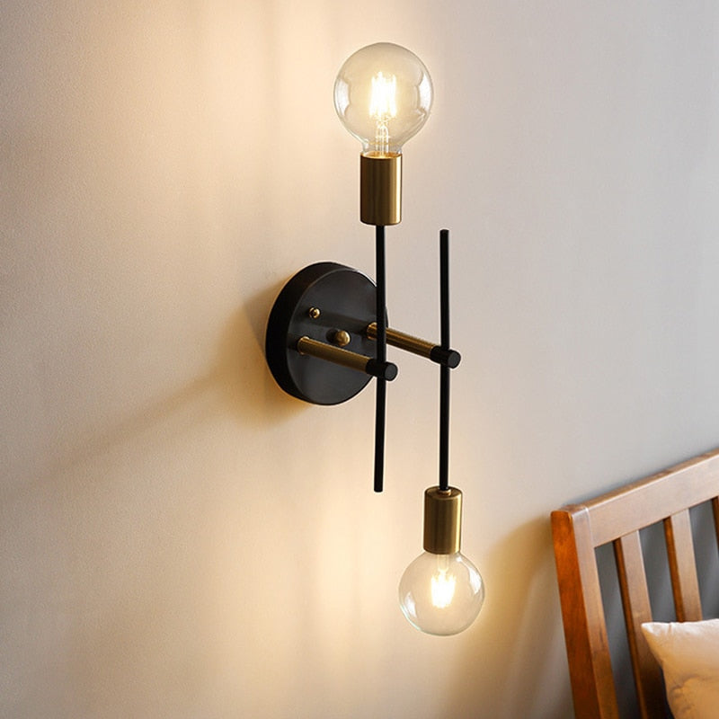 Modern Valentina wall light fixture, gold and black, modern design