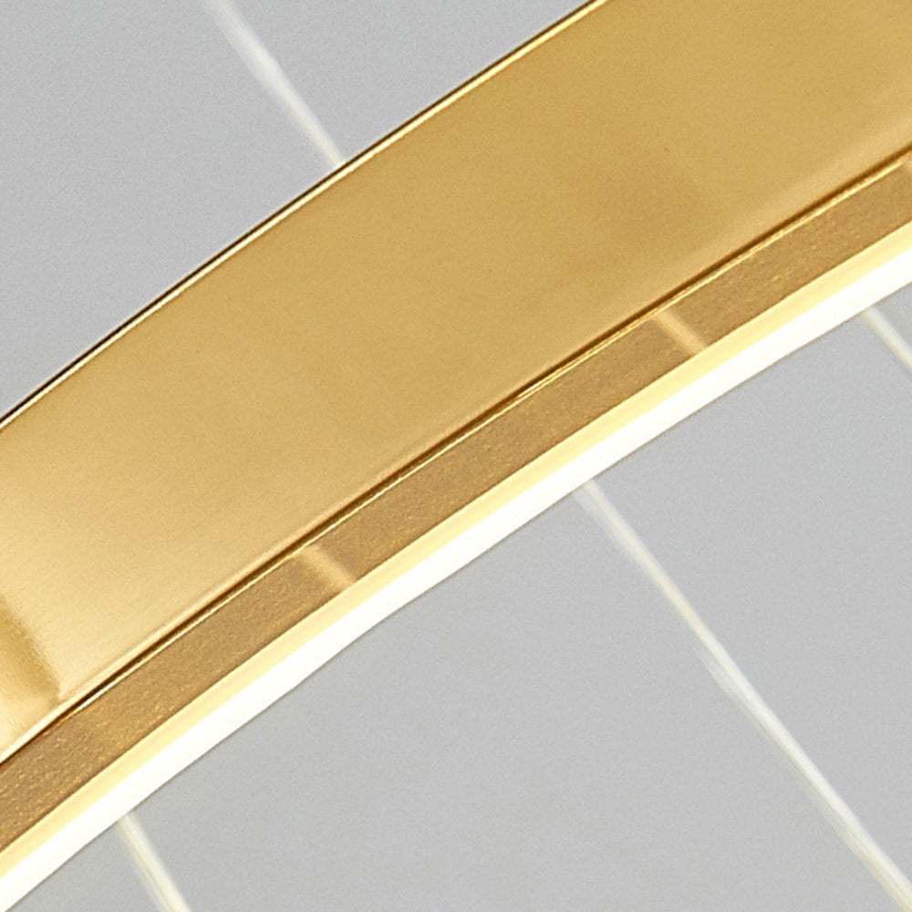 Arisha gold ring pendant light, metal and acrylic detail.