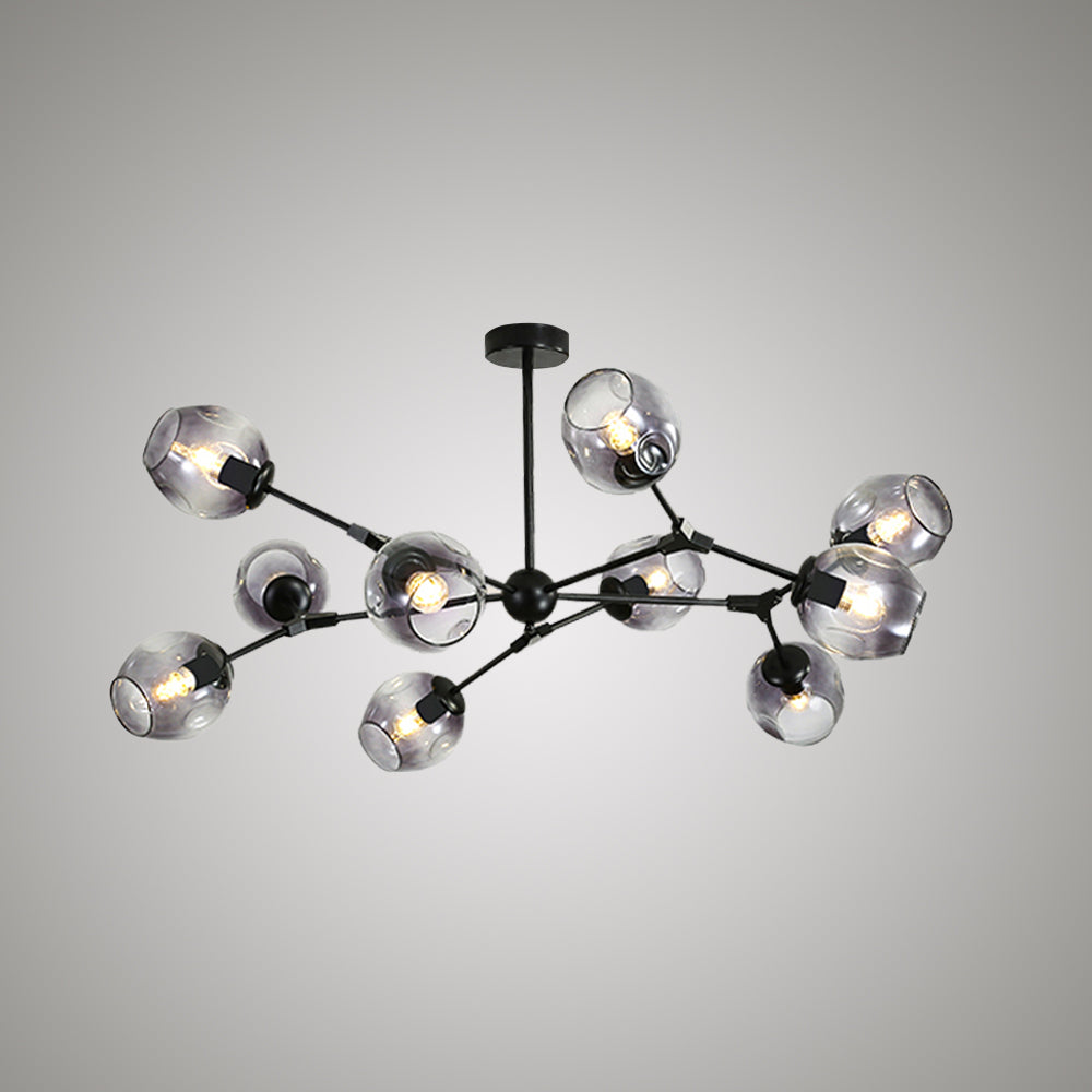 Valentina Bubble Chandelier with smoky gray glass shades