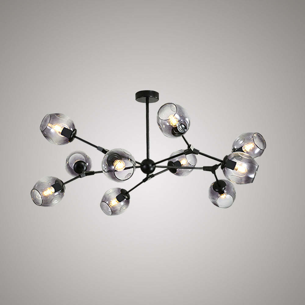Valentina Bubble Chandelier with smoky gray glass shades