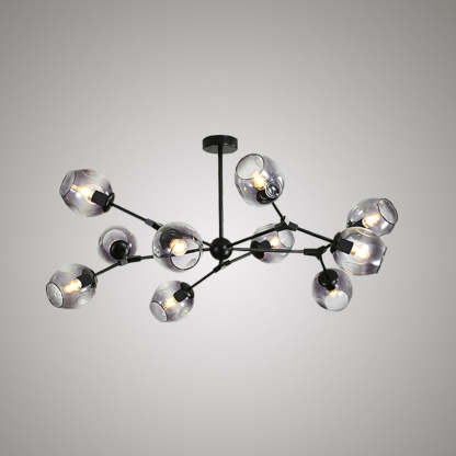 Valentina Bubble Chandelier with smoky gray glass shades