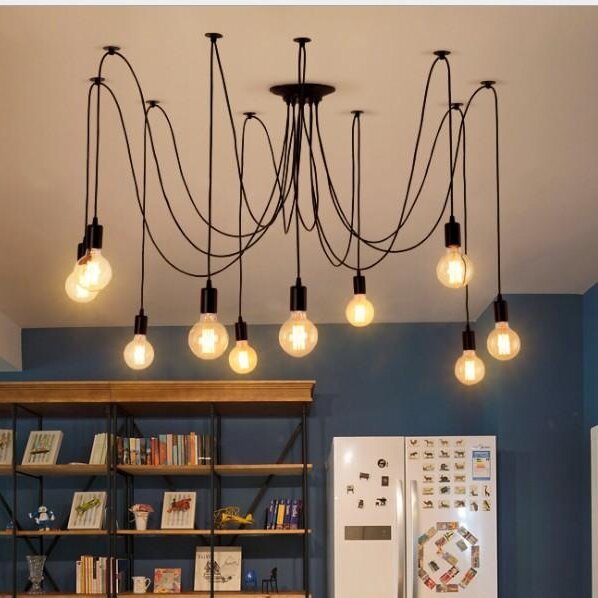 Alessio Retro LED Spider Chandelier in living room