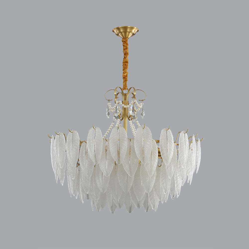 Kirsten Pearl Glass Feather Chandelier, pendant lighting