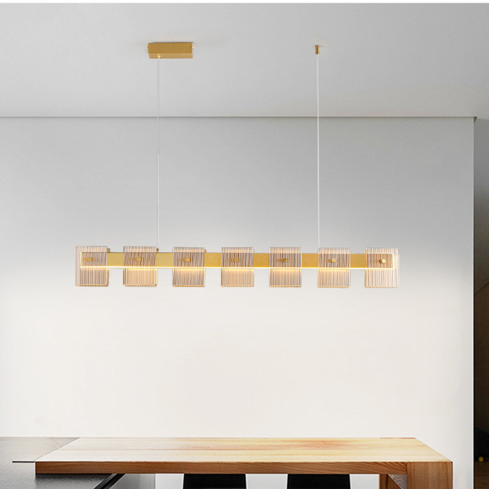 Evette Collection Rectangular Pendant Light in Dining Room