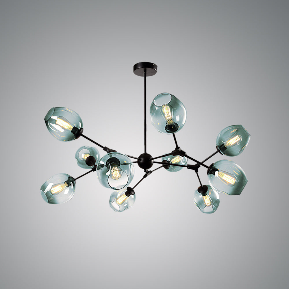 Valentina bubble pendant light with gradient blue glass shades