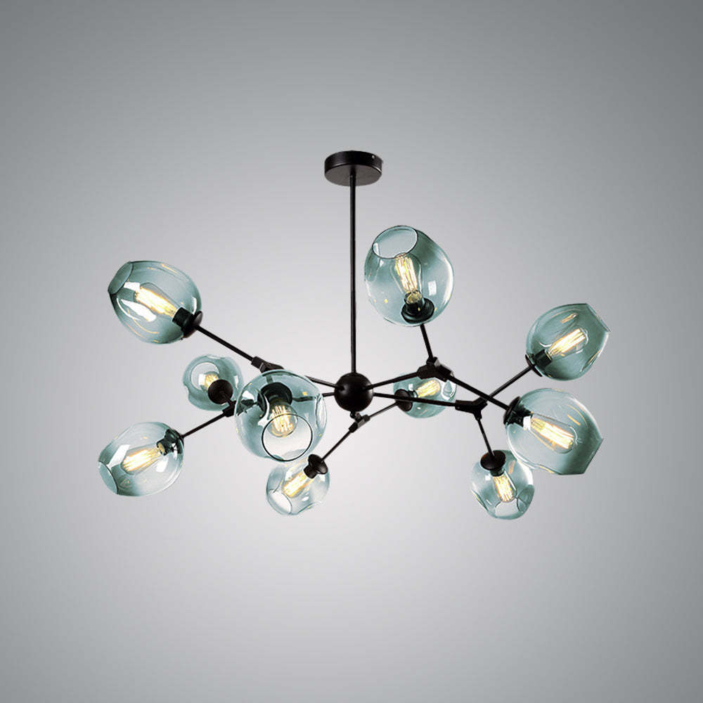 Valentina bubble pendant light with gradient blue glass shades