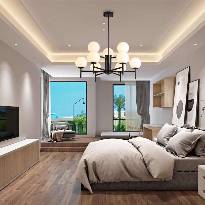 Valentina Chandelier in modern bedroom setting