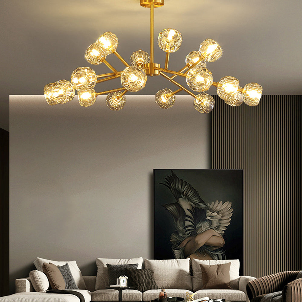 Modern pendant light in living room, crystal lampshade, Valentina lighting
