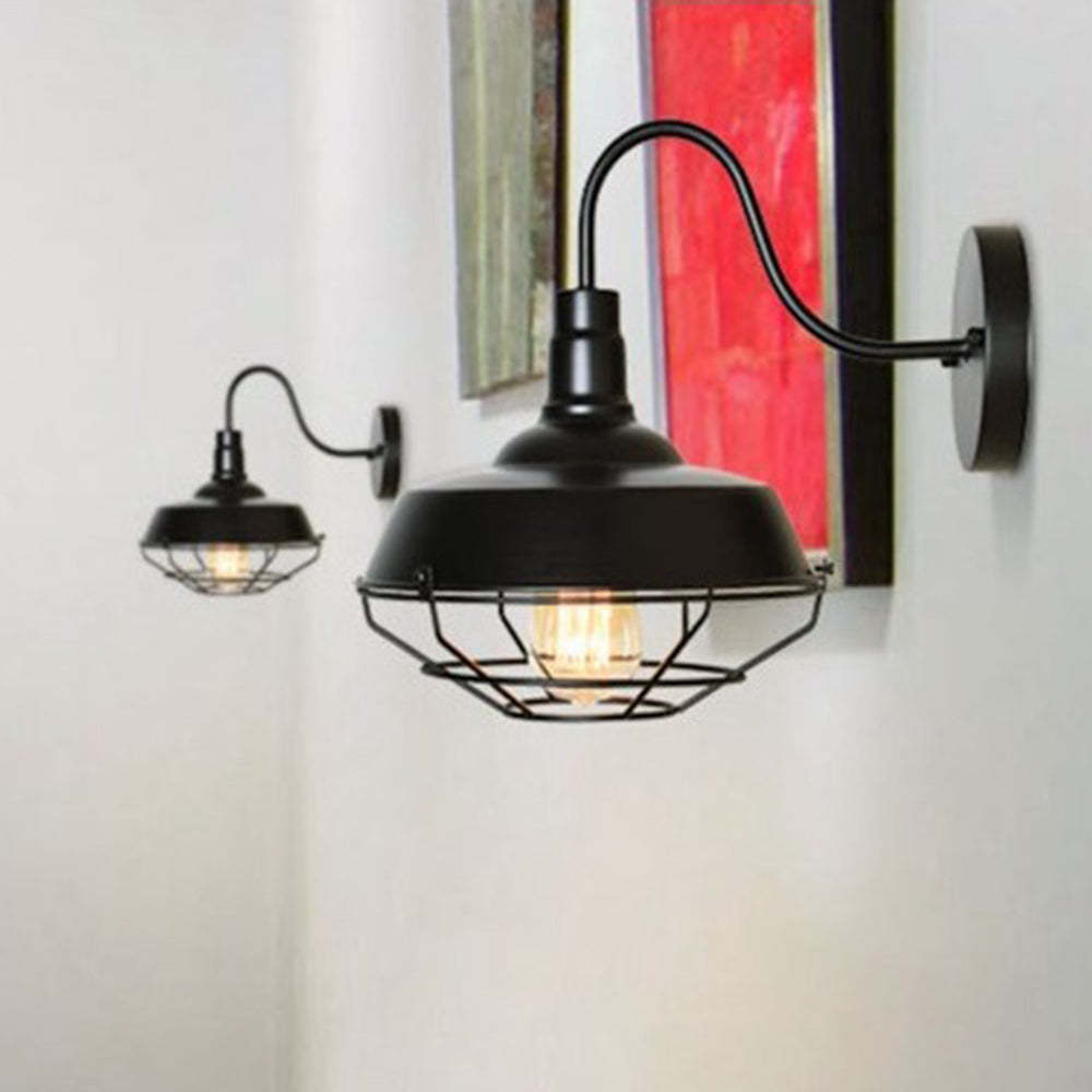 Alessio Vintage Wall Lamp - Black Metal & Glass