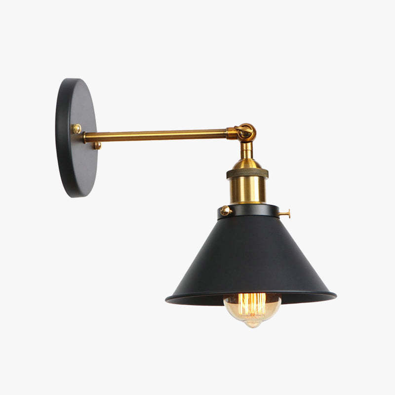 Brady Industrial Vintage Cone Wall Lamp