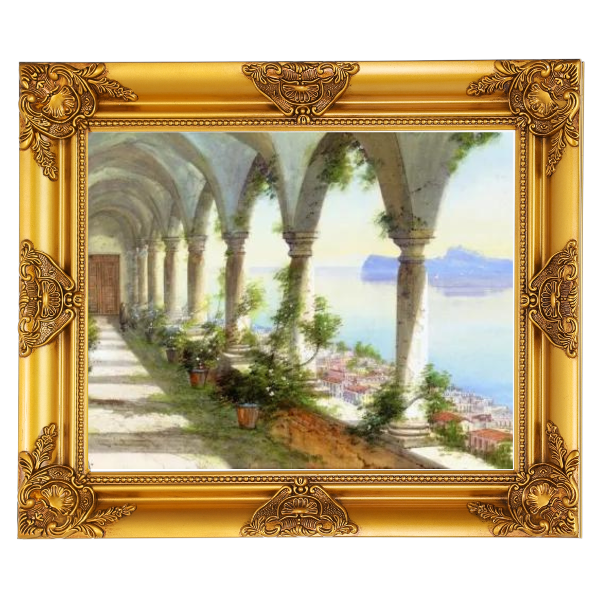 Capri Island colonnade view oil painting framed