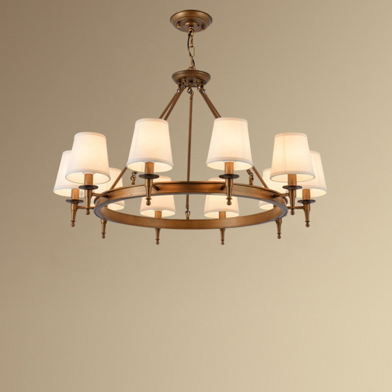 Copper Alessio Ring Chandelier with Fabric Shades, 8-Light