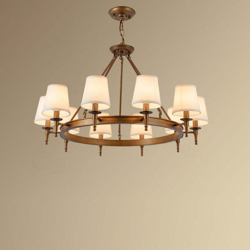 Copper Alessio Ring Chandelier with Fabric Shades, 8-Light