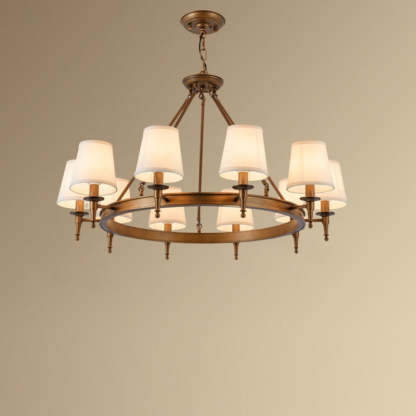 Copper Alessio Ring Chandelier with Fabric Shades, 8-Light