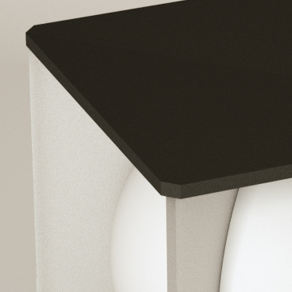 Elif Moon Pier Light Top. Black and white outdoor fixture.