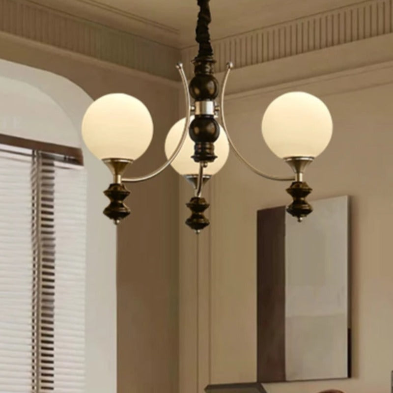 Valentina Vintage Pendant Light with Three White Glass Globes