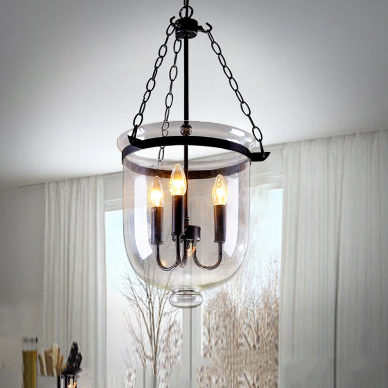 Industrial pendant light with glass shade