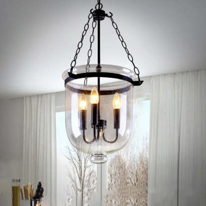 Industrial pendant light with glass shade