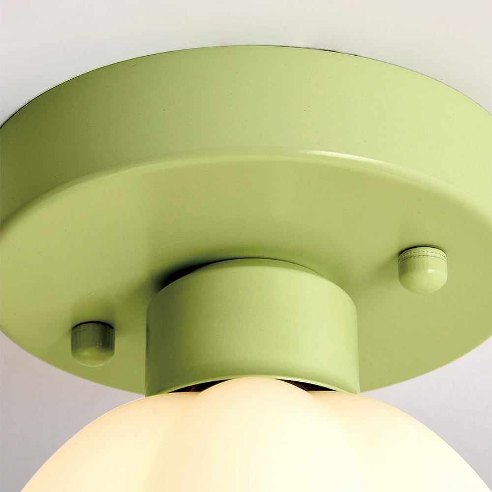 Bella flush mount ceiling light in green, bedroom lighting