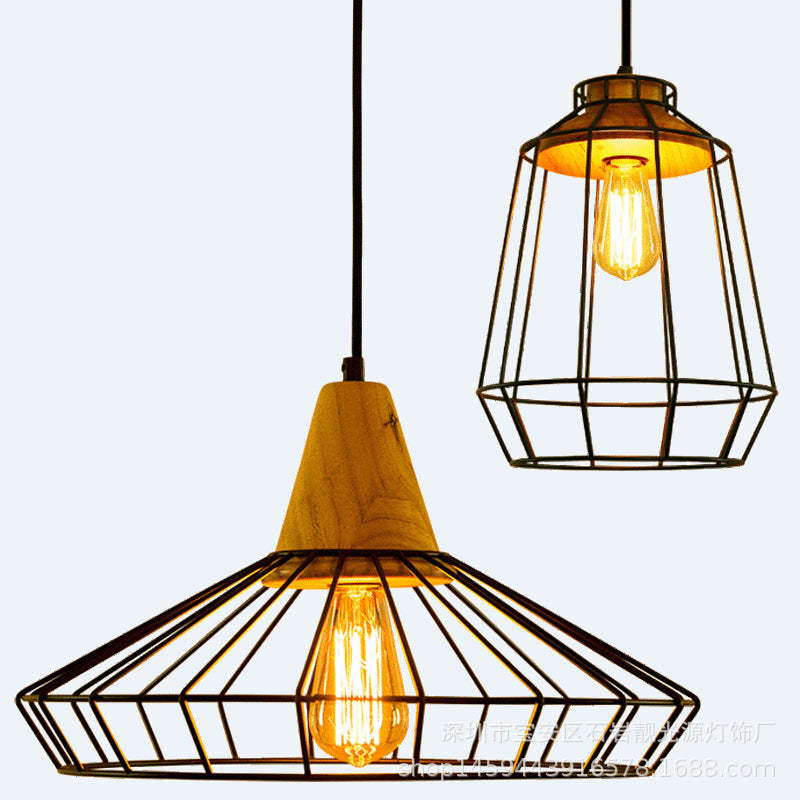 Alessio Pendant Light: Black Metal & Wood Fixture