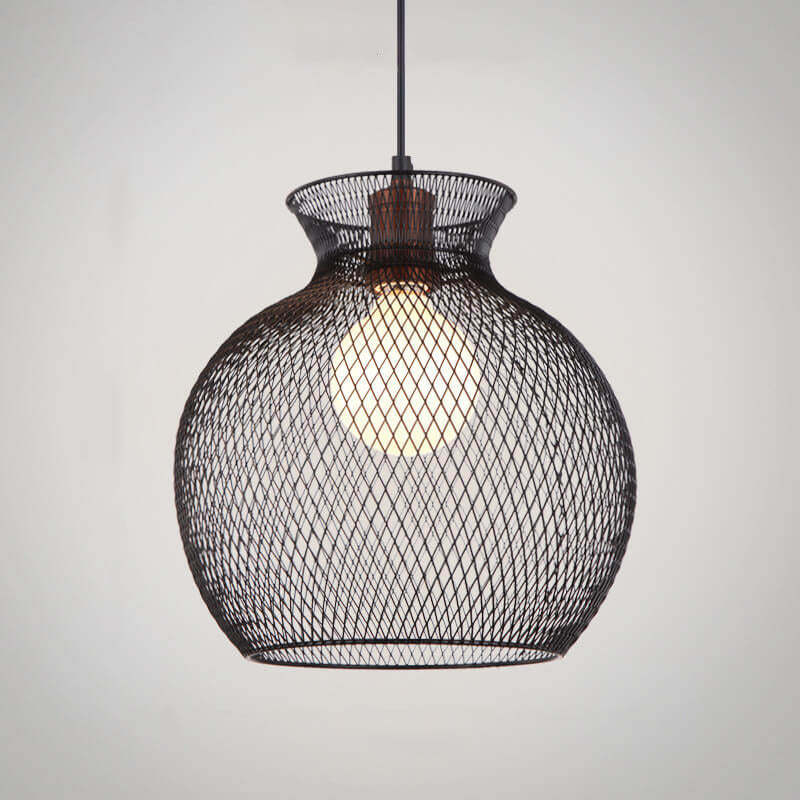 Herbert pendant light with black metal cage design