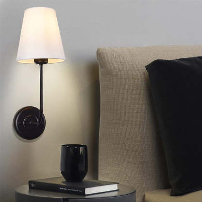 Bedroom wall lamp with fabric shade, modern lighting