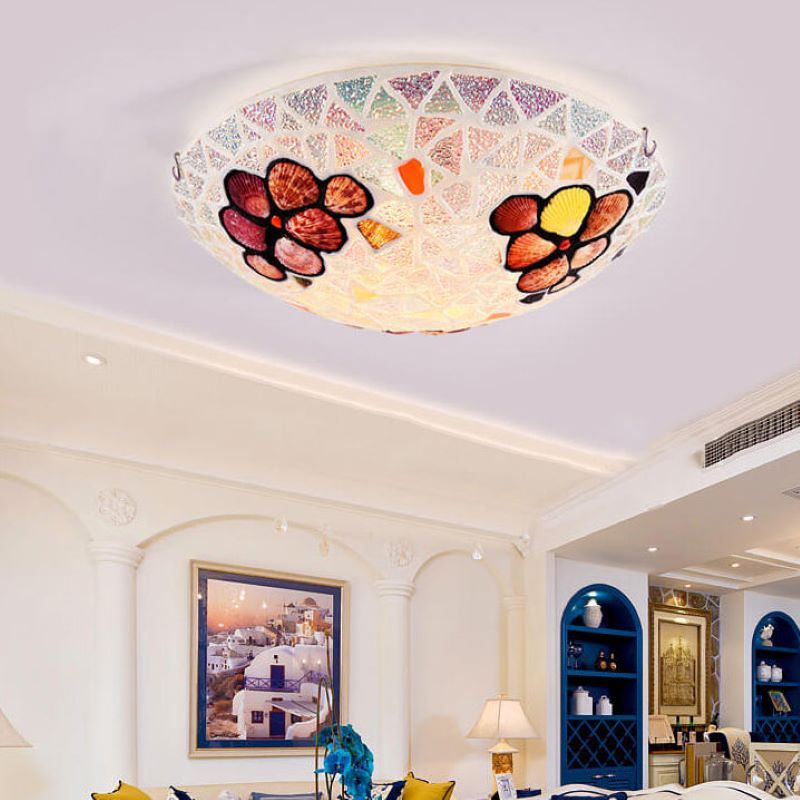 Eryn Modern LED Flush Mount Ceiling Light with mosaic design