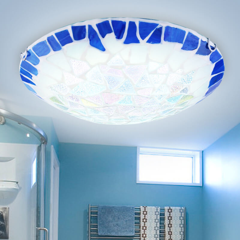 Eryn Vintage Flush Mount Ceiling Light installed in bathroom