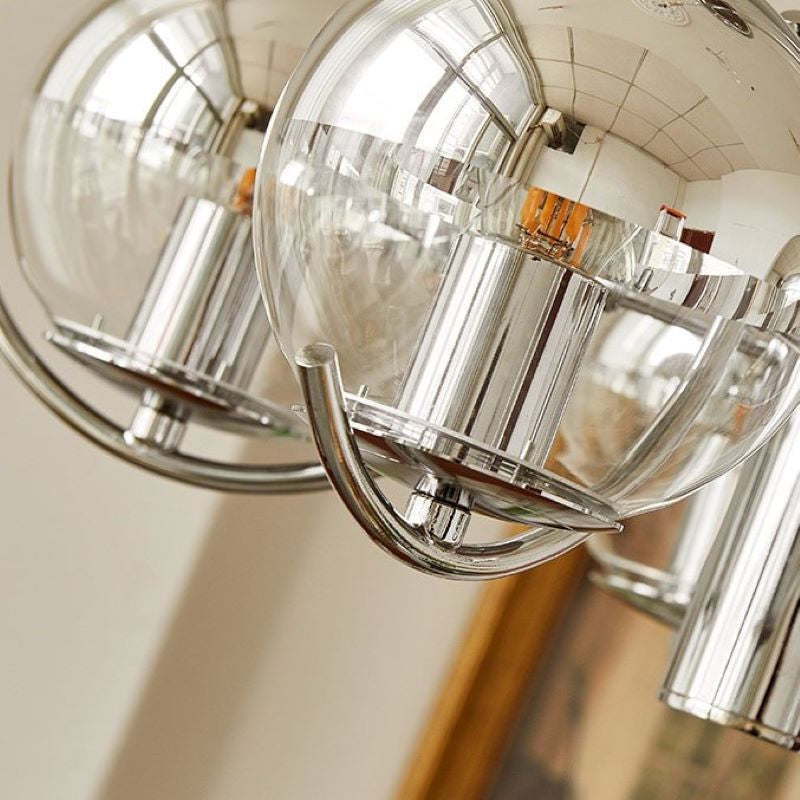 Close-up of Valentina pendant light with chrome and glass details