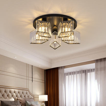 Eryn Modern Flush Mount Ceiling Light in bedroom, crystal fixture