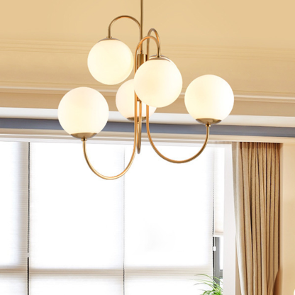 Valentina Chandelier with glass globes in a living room