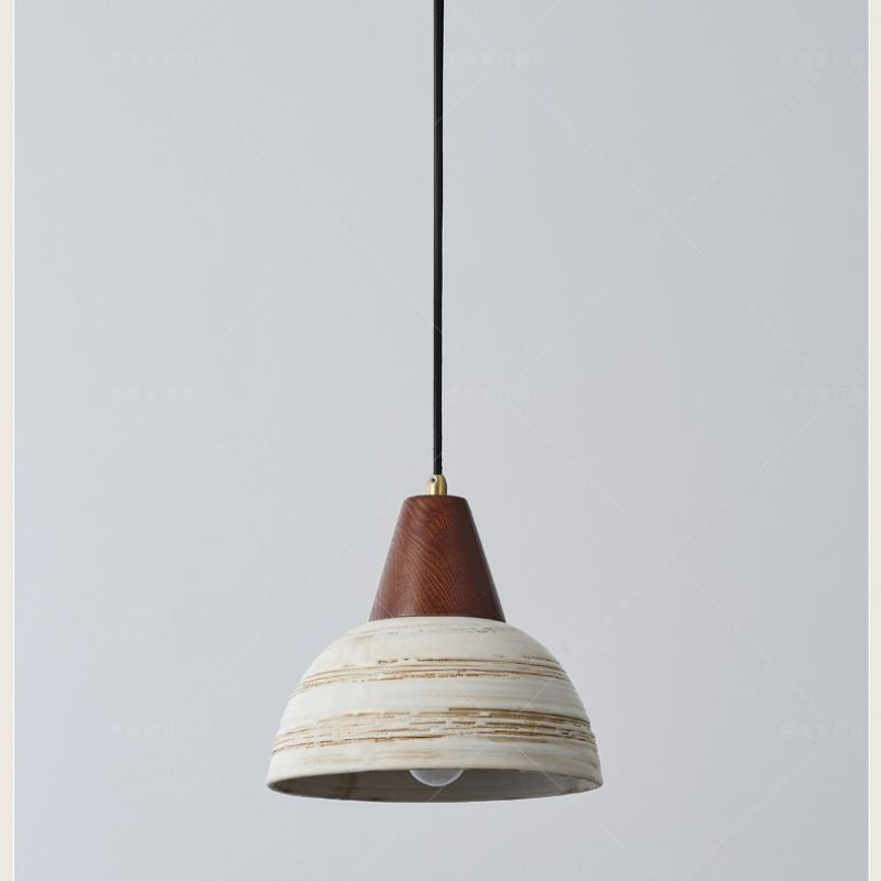 Ozawa Nordic Pendant Light - Ceramic & Wood, Bedroom Lighting