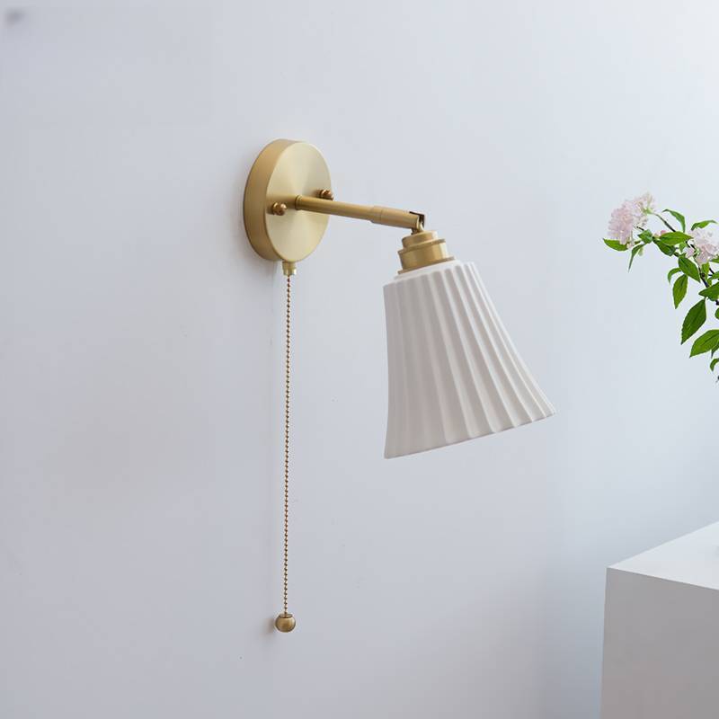 Meza modern ceramic wall lamp with pull cord