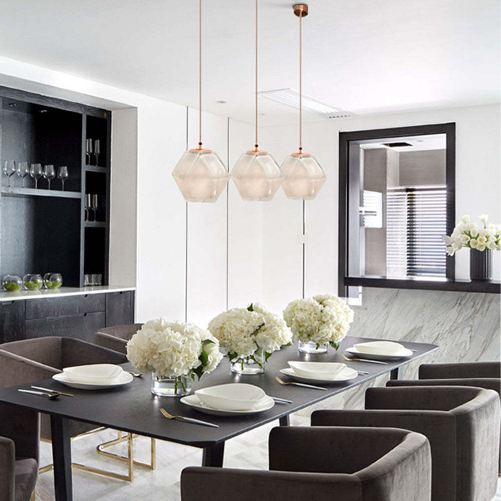 Dining room with Hailie Polyhedron LED pendant light