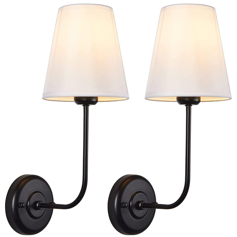 Pair of Meza Modern Wall Lamps with Fabric Shades