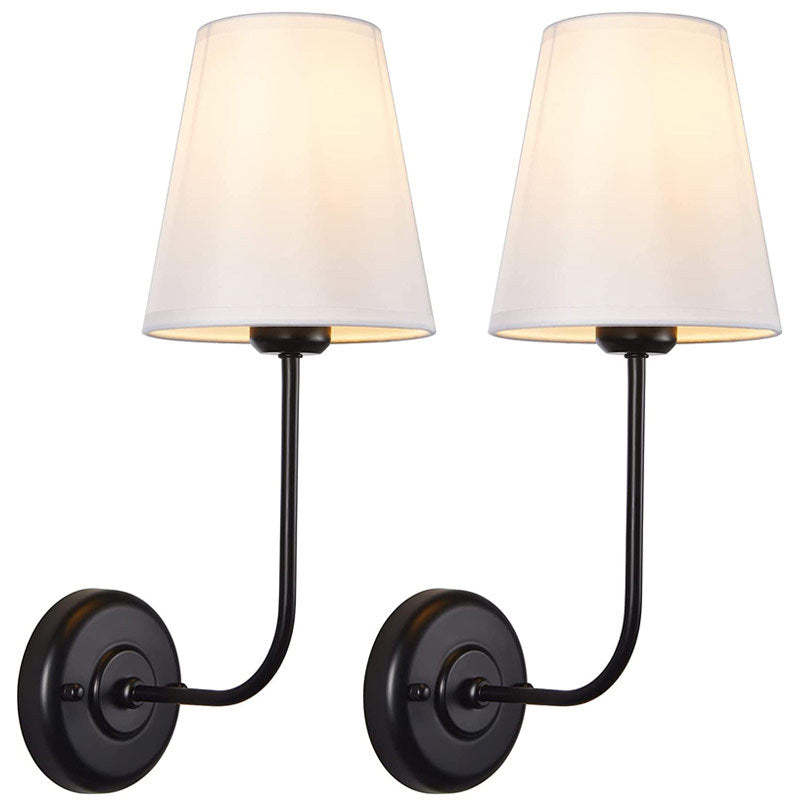Pair of Meza Modern Wall Lamps with Fabric Shades