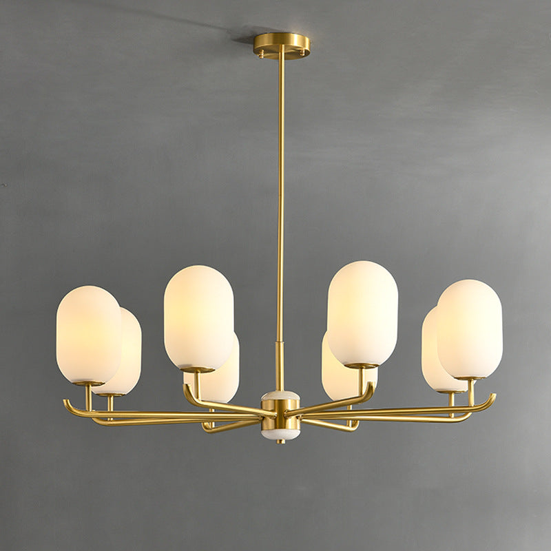 Valentina Nordic Metal Glass Lantern Chandelier Living Room
