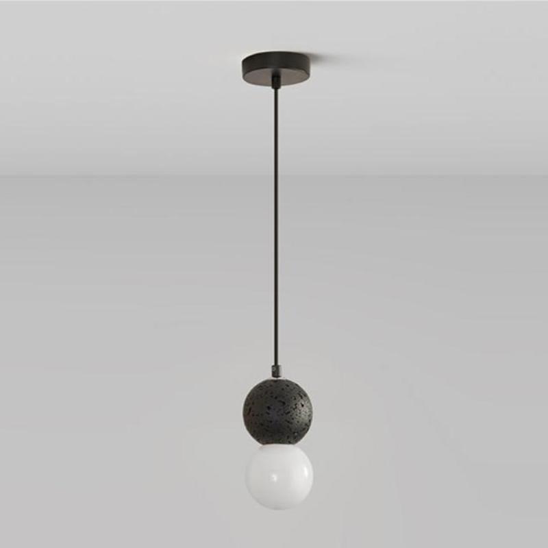 Valentina single globe pendant light, stone and acrylic design