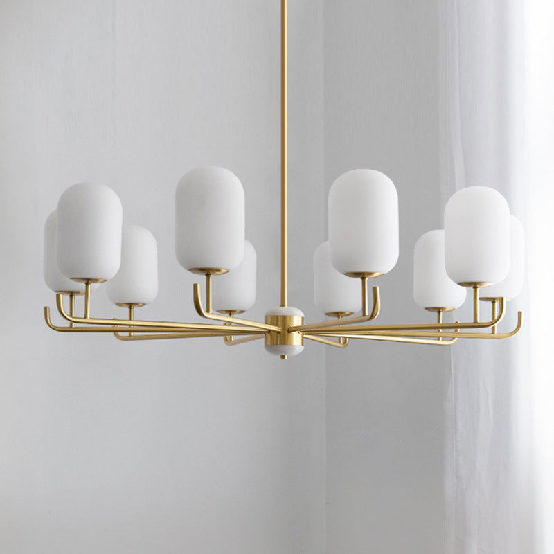 Valentina Nordic Metal Glass Lantern Chandelier Living Room