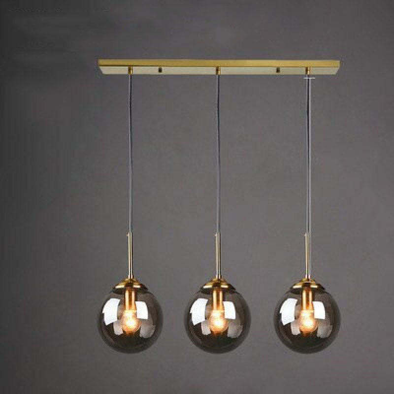 Valentina 3-Light Smoke Gray Glass Pendant Light