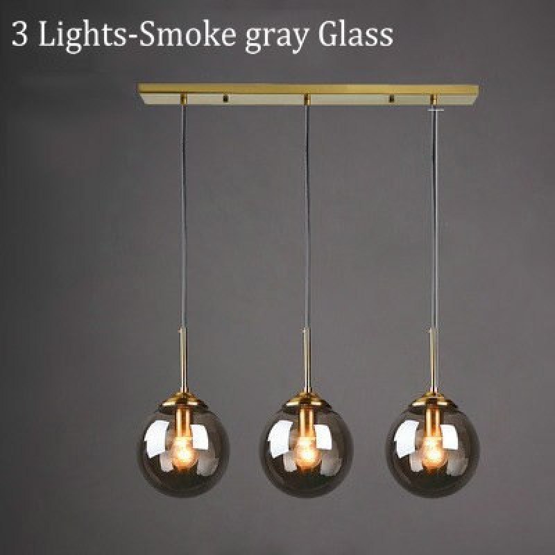 Valentina Smoke Gray Glass Pendant Light, 3-light design