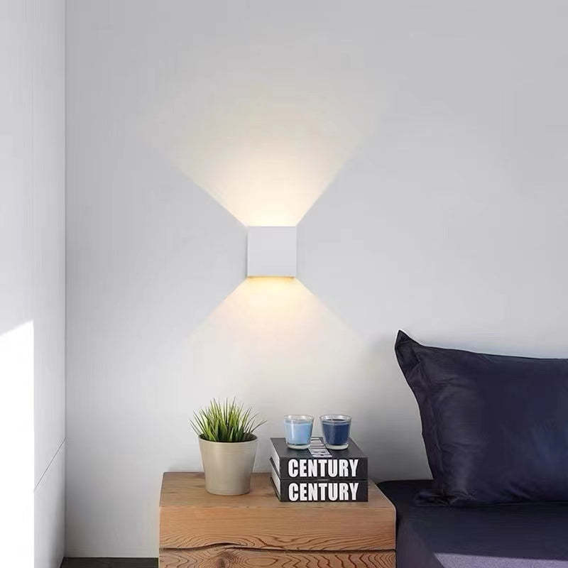 Orr LED square wall lamp in white bedroom setting