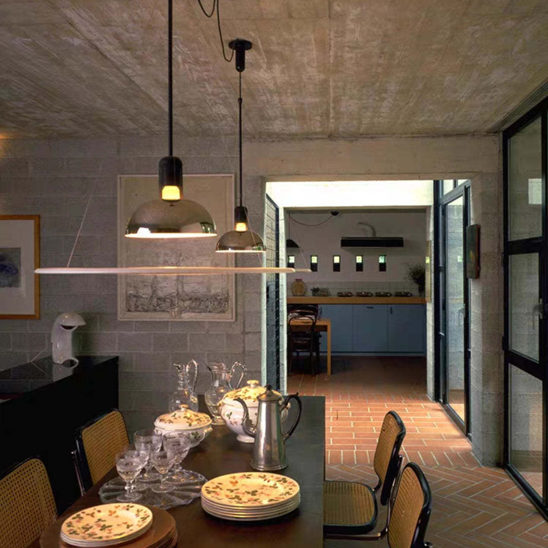 Levi pendant lights in modern dining room setting