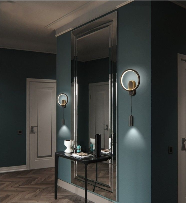 Edge Modern LED Round Metal Wall Light in Hallway
